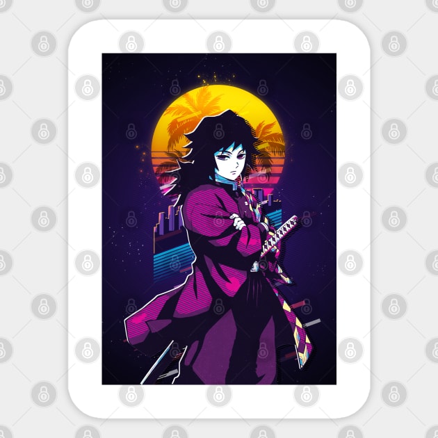 Giyu Tomioka Retro Art Sticker by SiksisArt